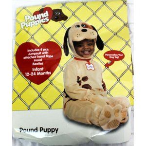 Pound Puppies Tan Brown Dog Costume Halloween Infant 12-24 Months 4 Piece Outfit